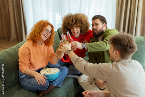 Friends celebrate together ...