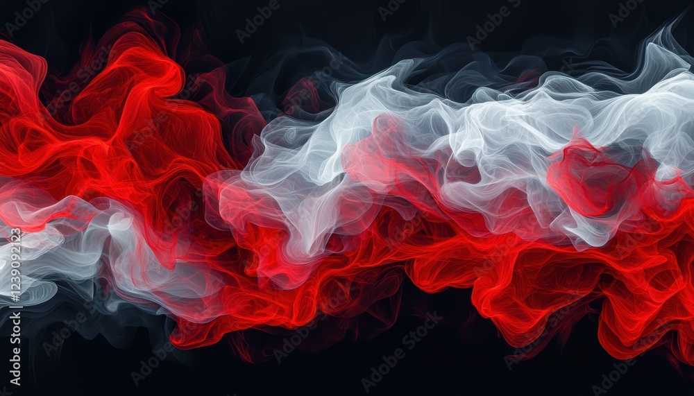Smooth red and white light streaks flowing across a dark background, creating a dynamic and futuristic abstract design Smooth red and white light streaks flowing across a dark background, creating a dynamic and futuristic abstract design