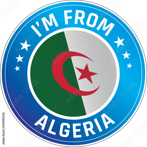 I'm From Algeria. Can be used as a sticker or a badge on bikes, helmets, cars, tail box on bikes, suitcase, backpacks, keychains and more.
