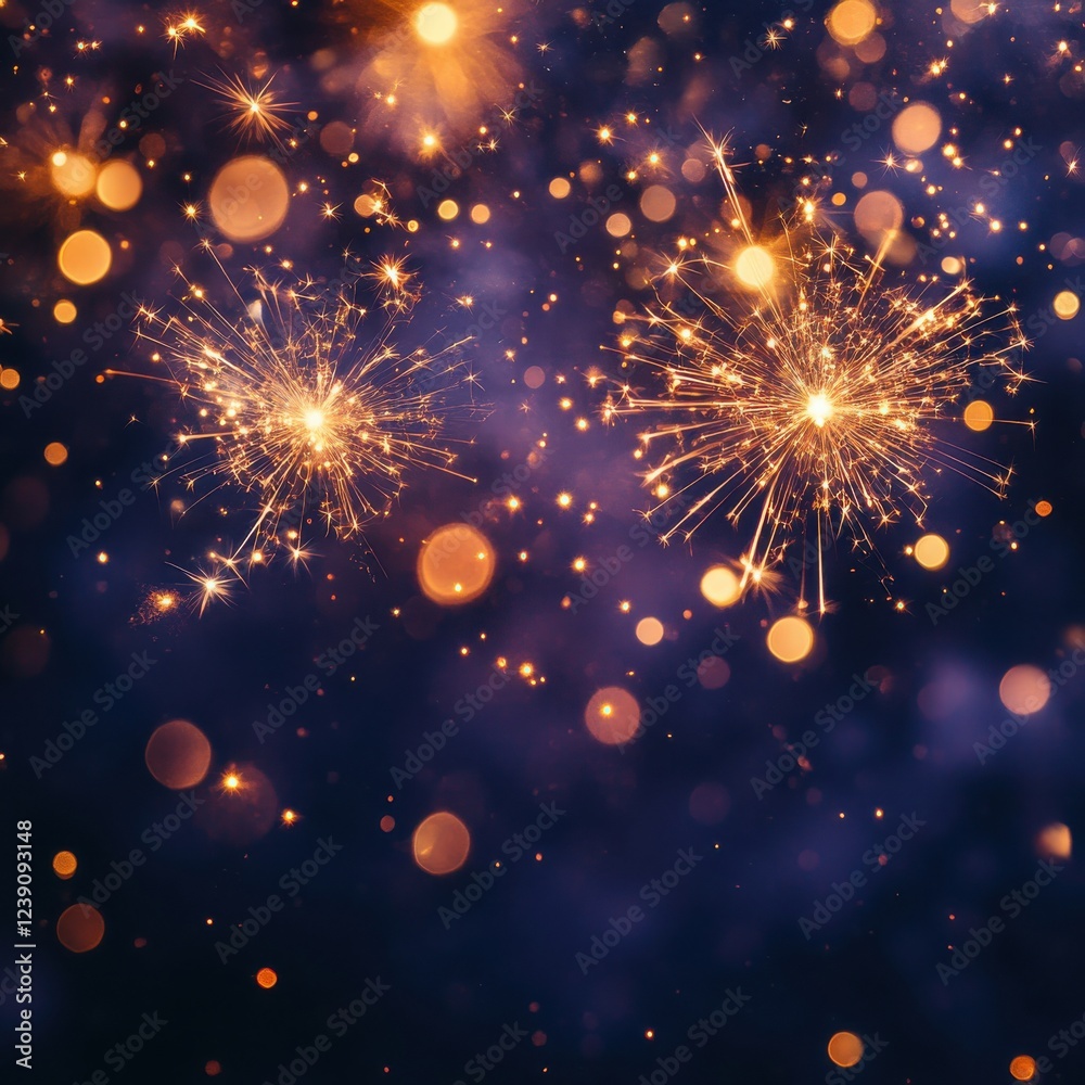Obraz premium Sparkling Fireworks Display Against a Dark Night Sky Background