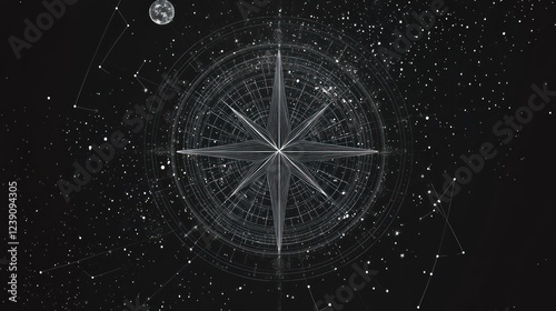 Celestial compass navigation system in space.