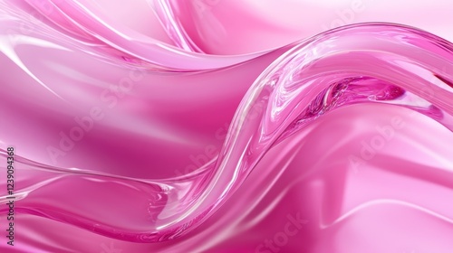 Vibrant pink abstract wave pattern with fluid lines and glossy texture