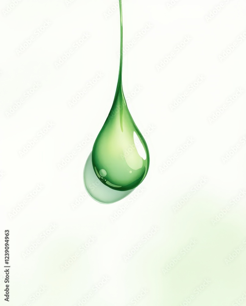 Suspended green droplet of nature’s essence Suspended green droplet of nature’s essence