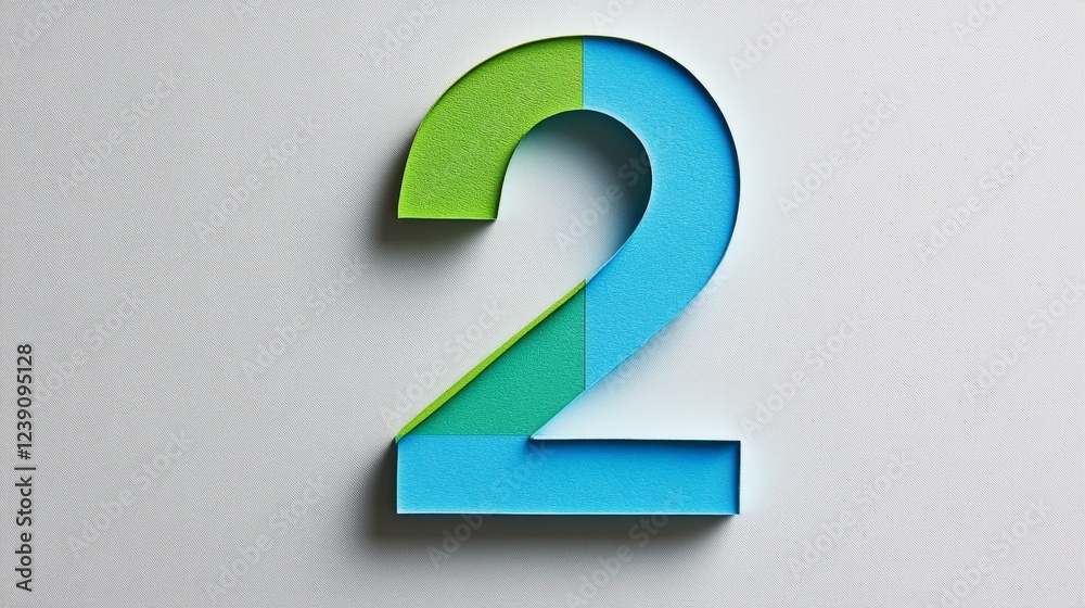 Naklejka premium Colorful layered number two on textured background