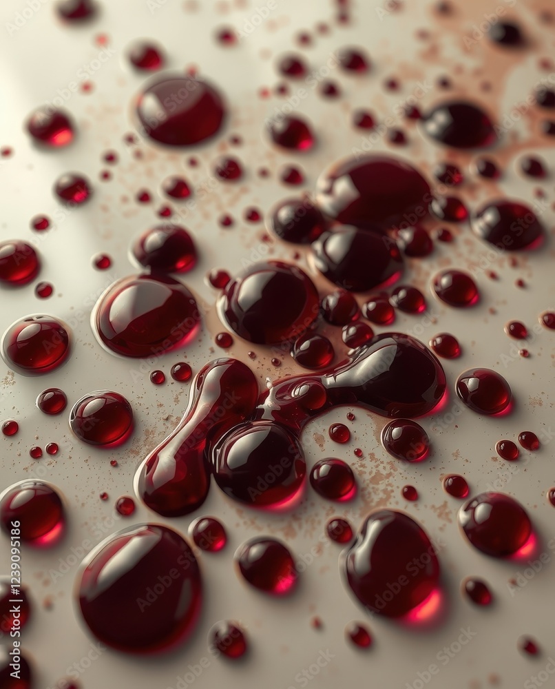 Scattered crimson droplets on a textured surface Scattered crimson droplets on a textured surface
