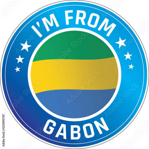 I'm From Gabon. Can be used as a sticker or a badge on bikes, helmets, cars, tail box on bikes, suitcase, backpacks, keychains and more.