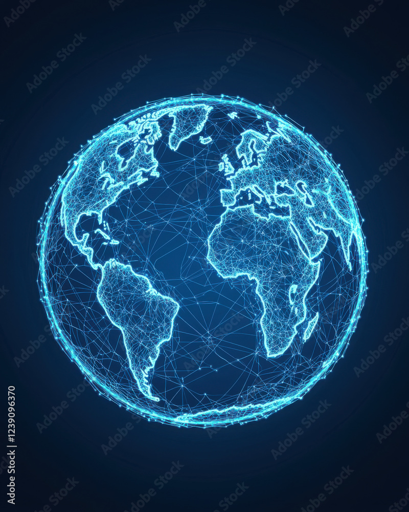 Obraz premium Digital globe with glowing connections representing global networks