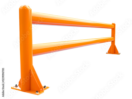 Orange safety barricade isolated on a png background, an essential tool for construction, crowd control, and safety. The barricade features a sturdy design and vibrant color for maximum visibility photo