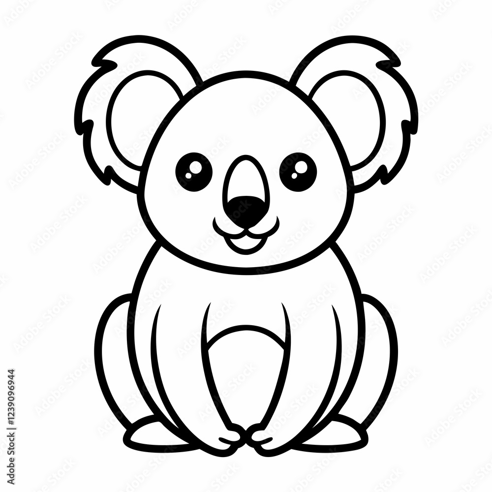 Obraz premium Simple a Koala line art vector design white background