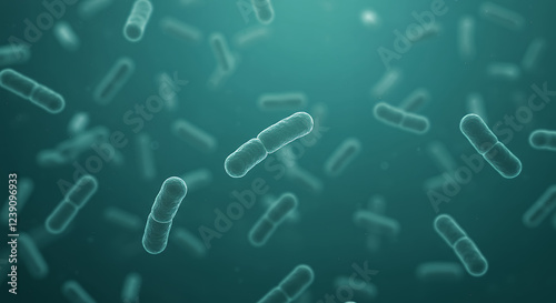 Microscopic World: 3D Render of Bacteria, Germs, Microbes, and Cellular Structures photo