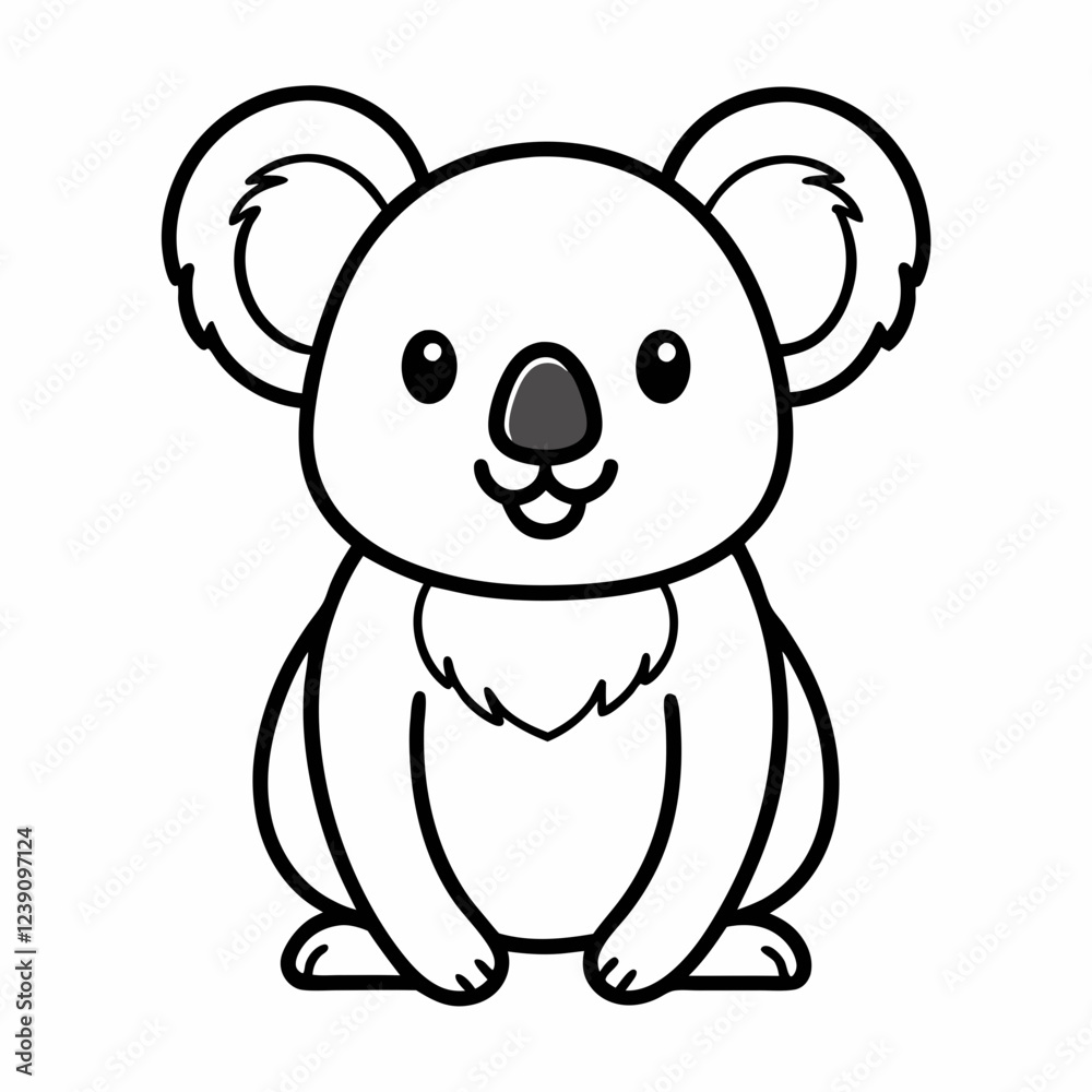 Simple a Koala line art vector design white background Simple a Koala line art vector design white background