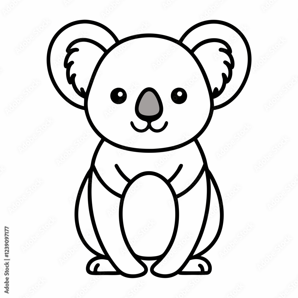 Obraz premium Simple a Koala line art vector design white background