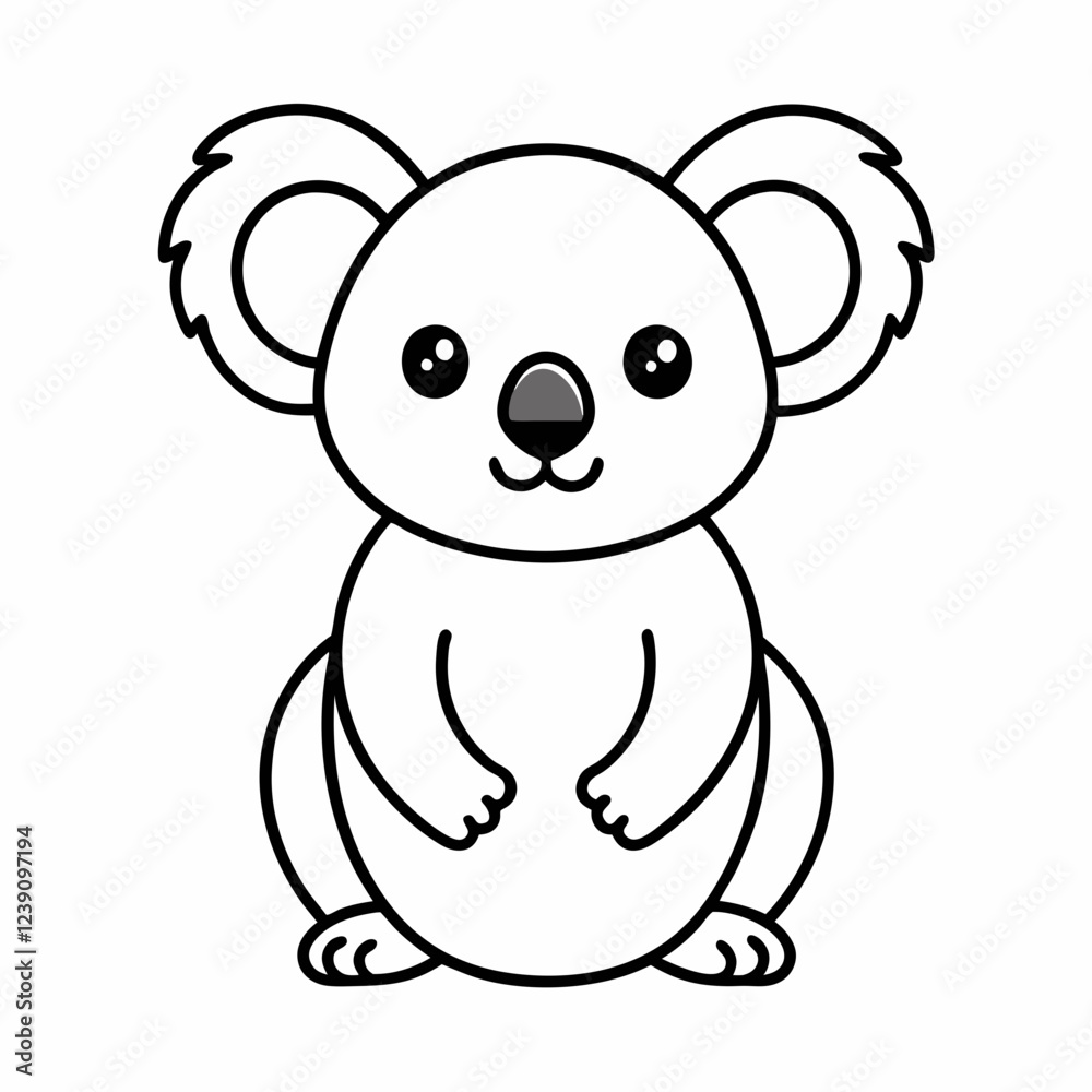 Simple a Koala line art vector design white background Simple a Koala line art vector design white background
