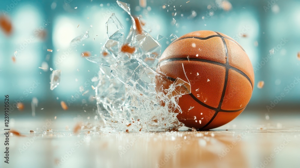 A high-energy image captures the moment a basketball shatters glass, embodying the thrill of sports and the intensity of competition and excitement in play. A high-energy image captures the moment a basketball shatters glass, embodying the thrill of sports and the intensity of competition and excitement in play.