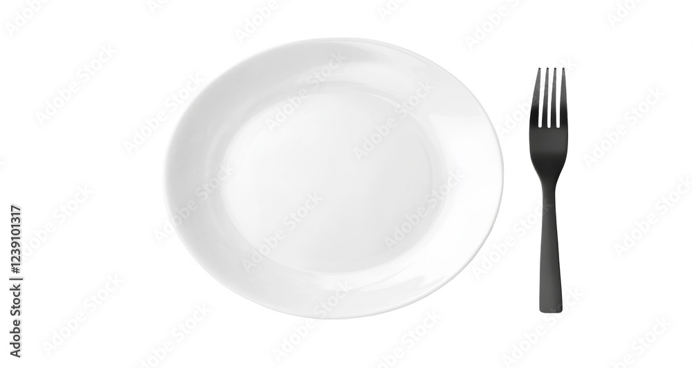 White empty Ceramic Plate with Fork.png,cutout White empty Ceramic Plate with Fork.png,cutout