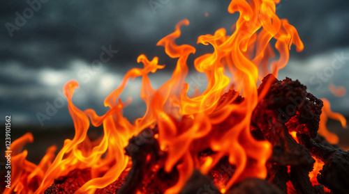 close up bright orange flames wallpaper fire background intense heat backdrop	