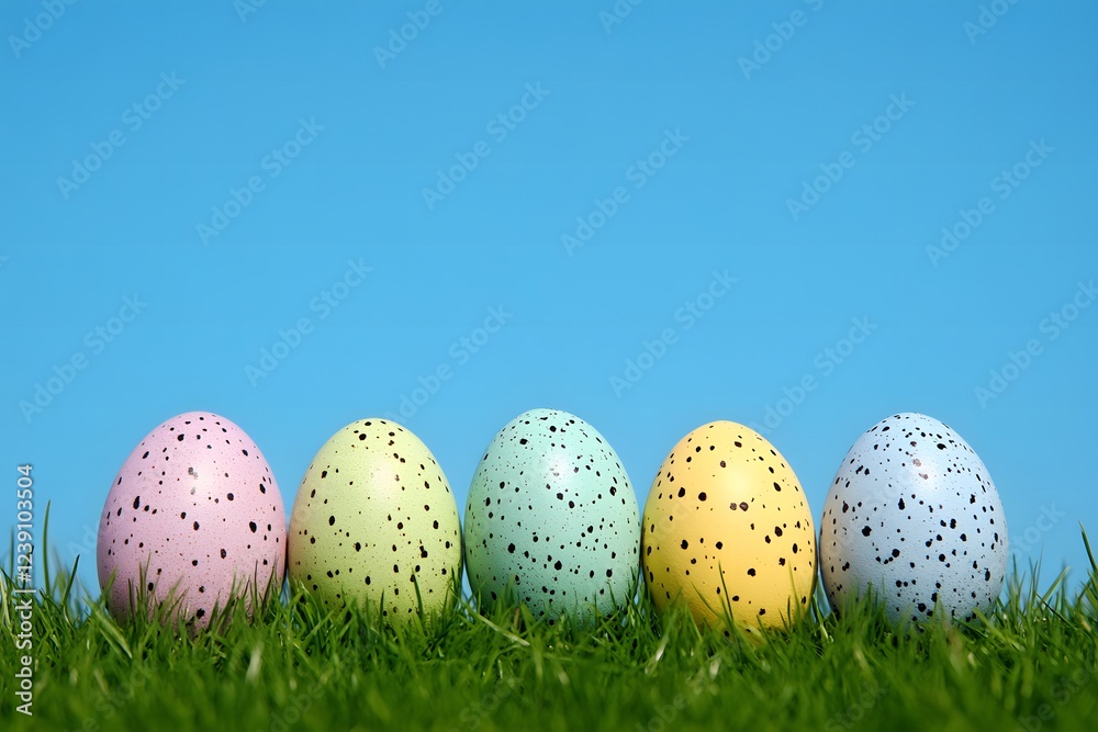 Horizontal banner with Easter eggs with space for text on top Horizontal banner with Easter eggs with space for text on top