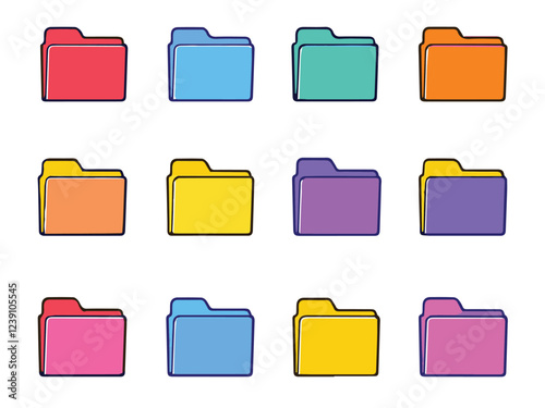 set of colorful folder icons vector design