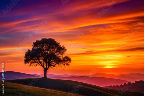 Minimalist Sunset: Serene Orange and Purple Sky
