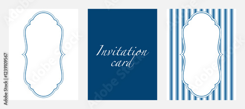 Vector illustration. Frame, pattern, greeting card, background or flyer. Invitation cards on wedding. Luxury design. Blue