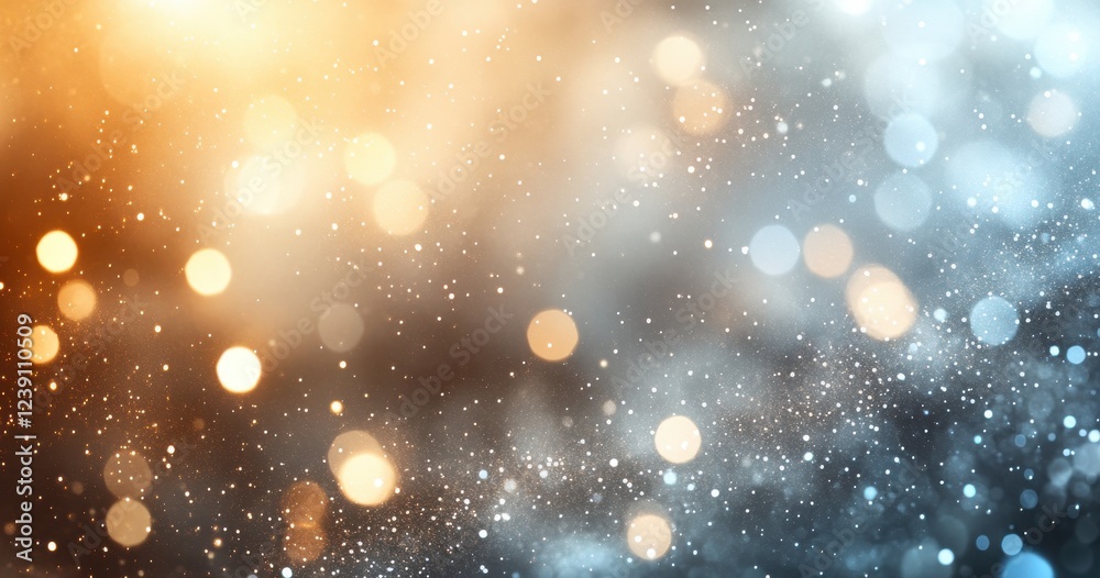 Beautiful light bokeh background with warm gold and cool blue sparkling circles, creating a dreamy atmosphere for festive and artistic themes Beautiful light bokeh background with warm gold and cool blue sparkling circles, creating a dreamy atmosphere for festive and artistic themes