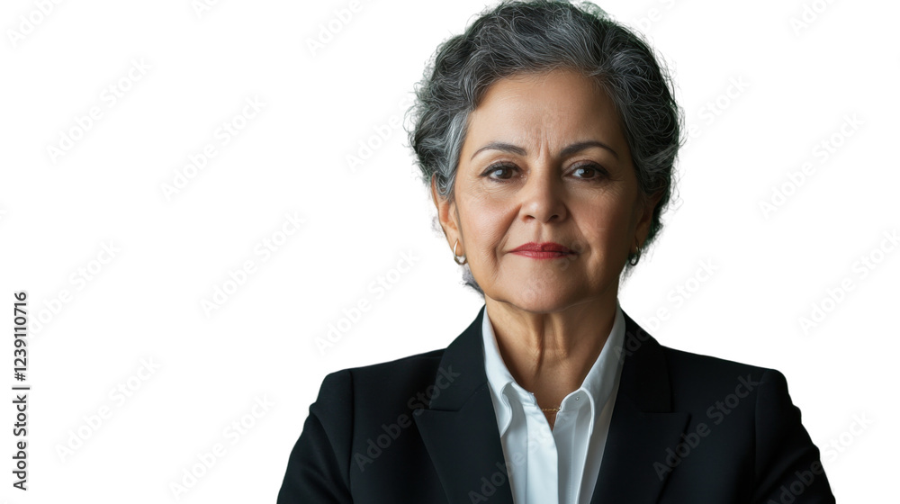 Confident senior businesswoman posing on transparent background Confident senior businesswoman posing on transparent background
