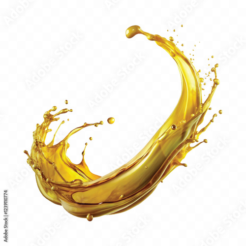 realistic 3d automobile engine oil pouring out or oil splash isolated on white background