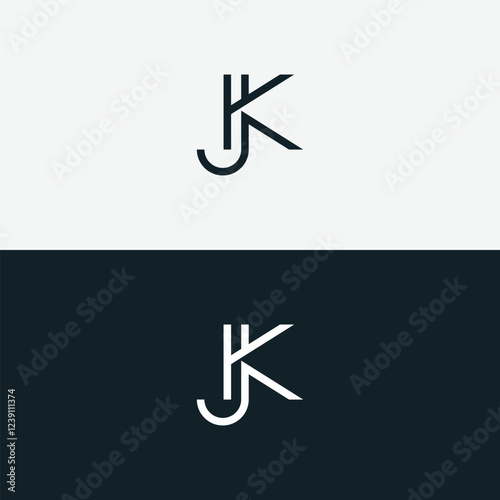 Abstract Unique Letter JK KJ Initial Based Stylish Line Logo Design Vector.
