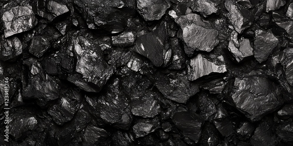 Dark Black Coal Lumps Rough Texture Natural Background Energy Resource Mining Industry