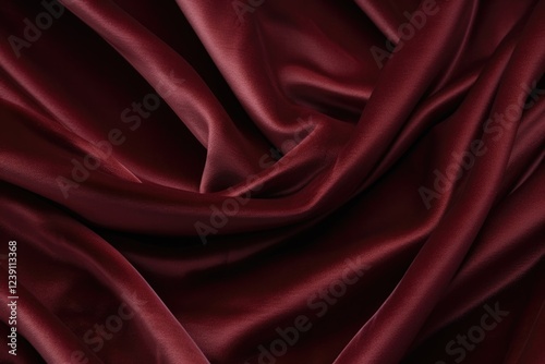 Crumpled Claret Velvet Textile Closeup Background. Dark Red Velvet Fabric with Textured Surface for Luxury Theme