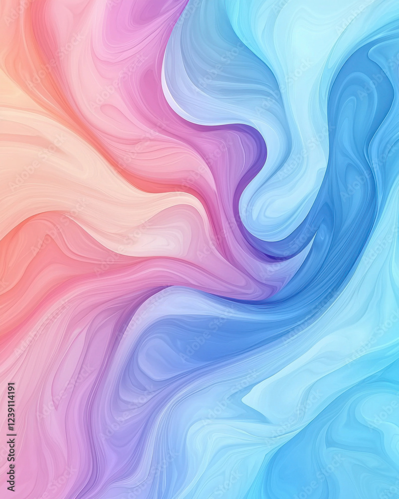 Obraz premium Soft swirls of pink and blue create calming abstract background