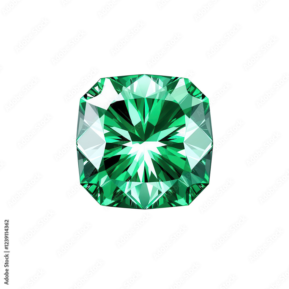 Fototapeta premium Emerald gemstone on transparent background