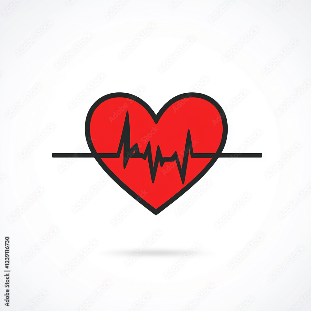 Heart symbol with heartbeat line representing vital signs and health awareness in medical context Heart symbol with heartbeat line representing vital signs and health awareness in medical context