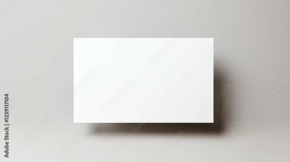 Floating blank card with soft window light and smooth grey backdrop for elegant presentation Floating blank card with soft window light and smooth grey backdrop for elegant presentation