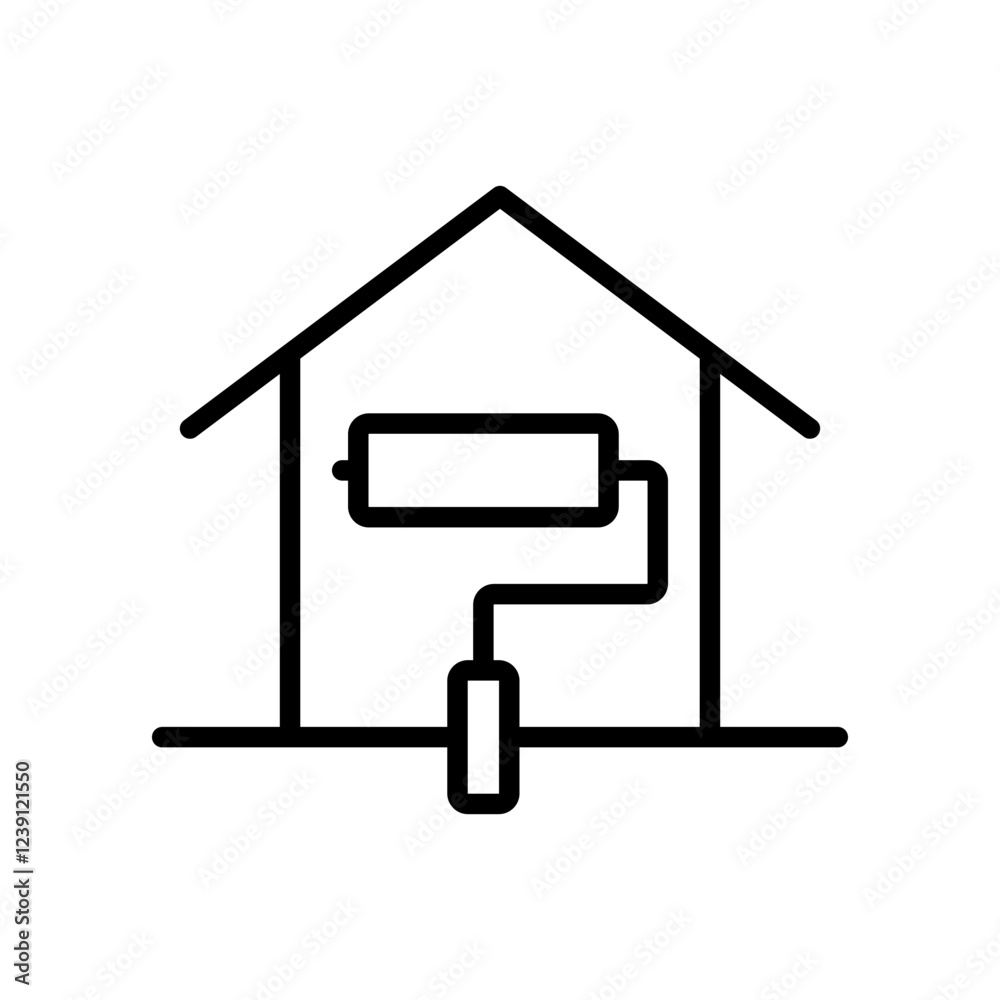 house paint icon line vector design