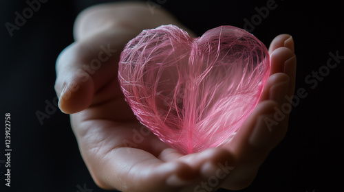 Wallpaper Mural Soft glowing pink heart held within delicate luminous threads of love-1 Torontodigital.ca