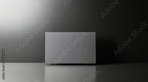 Minimalist grey card mockup on a high contrast black backdrop for design projects