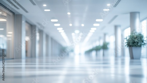 Wallpaper Mural Modern Office Building Hallway, Clean and Bright Interior Design Torontodigital.ca