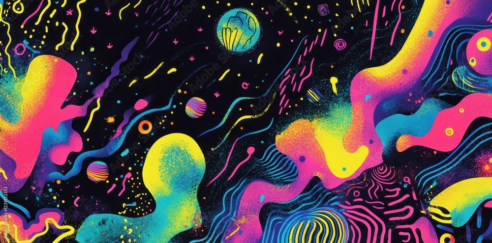 Abstract Cosmic Nebula Painting Vibrant Colors Abstract Cosmic Nebula Painting Vibrant Colors