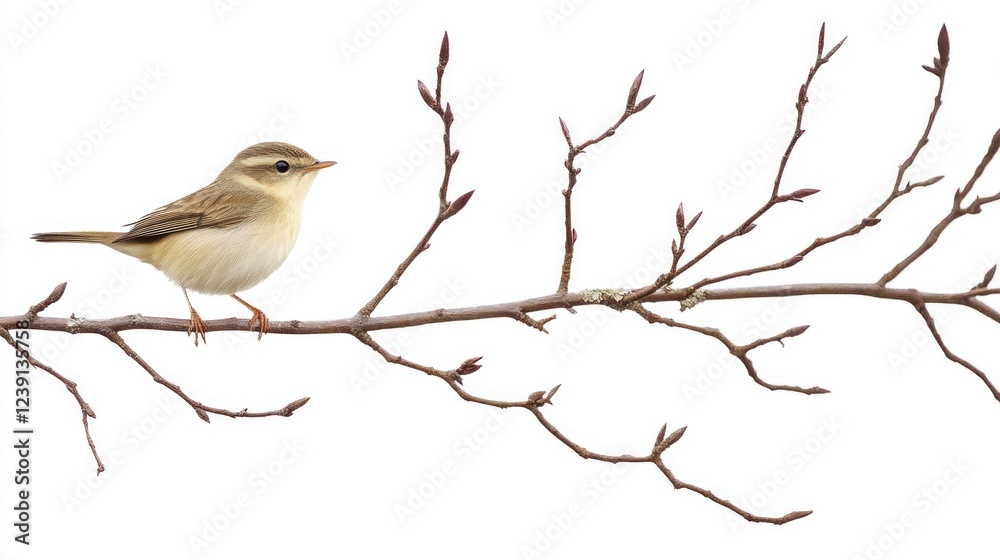 Bird perched on branch, winter, nature, white background, wildlife photography Bird perched on branch, winter, nature, white background, wildlife photography