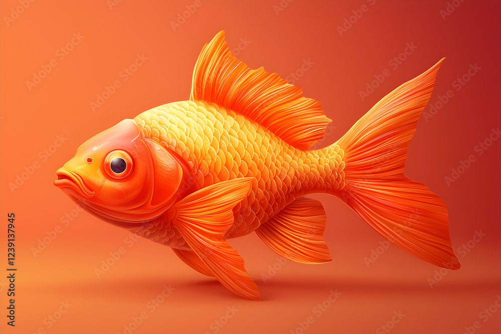 Fototapeta premium Vibrant and Playful Goldfish Illustration Showcasing Colorful Underwater Scene
