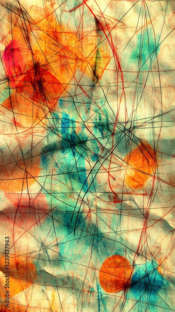 Colorful abstract background with intersecting lines and circles creating a dynamic composition Colorful abstract background with intersecting lines and circles creating a dynamic composition