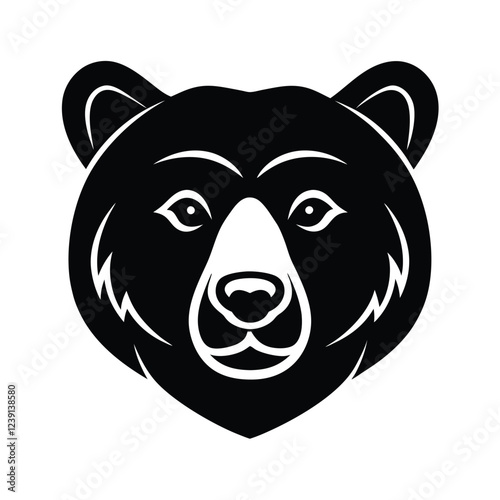 Strong Bear Face Icon Vector A Bold Symbol Of Wilderness And Primal Power Art