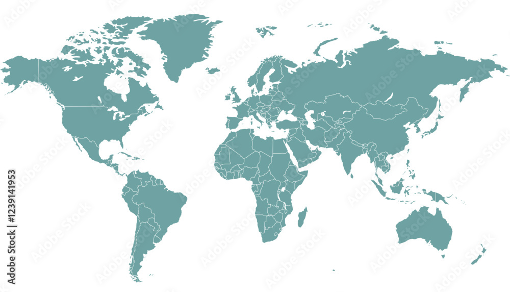 World map. Grey modern vector map. Silhouette map World map. Grey modern vector map. Silhouette map