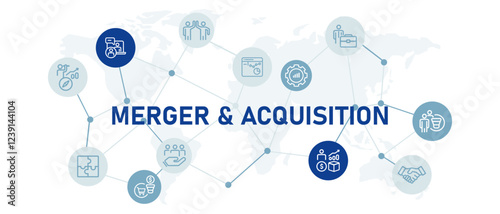 Merger and Acquisition concept highlighting corporate takeover business collaboration company integration and work agreement for job development and strategic partnership