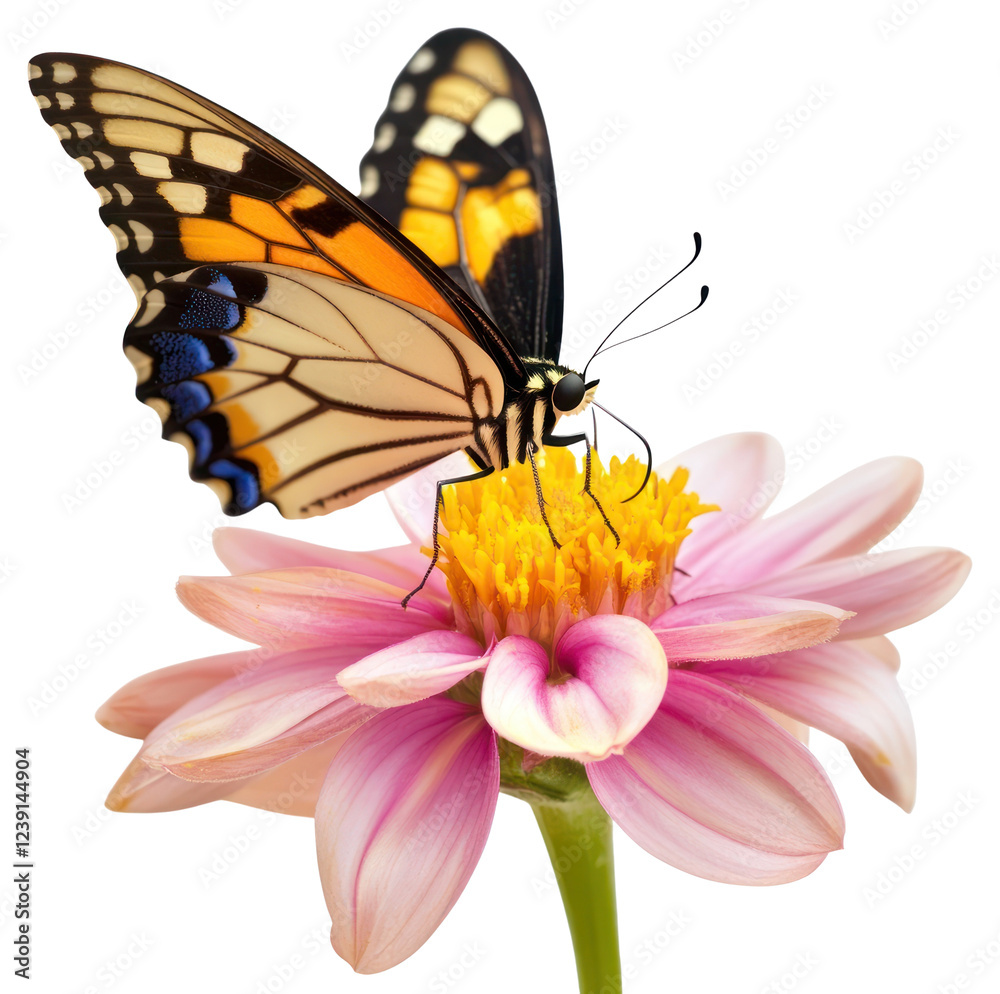 Fototapeta premium PNG Butterfly on a pink flower petals invertebrate photography.