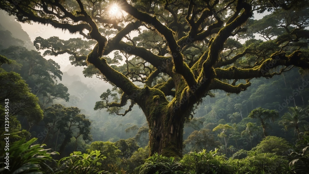 Fototapeta premium closeup of a oak tree on a rainforest background