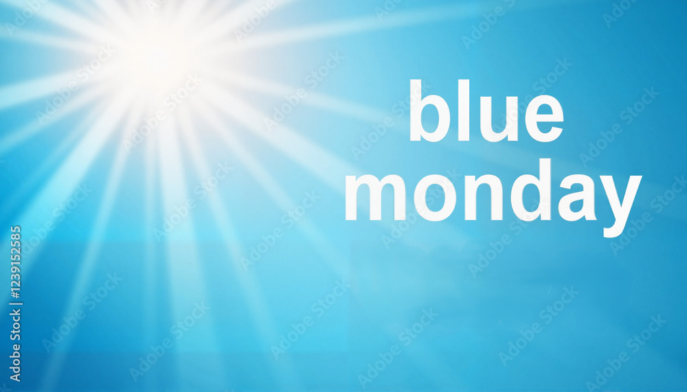 Bright Blue Monday card with uplifting quote and sunlight, positive vibes Bright Blue Monday card with uplifting quote and sunlight, positive vibes