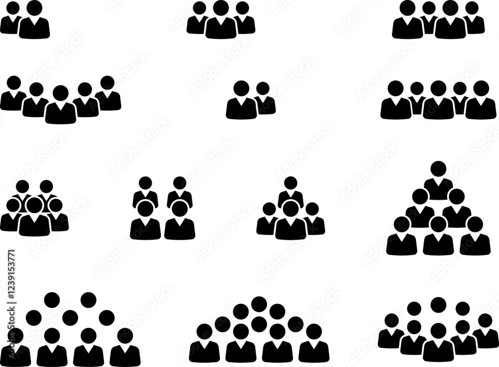 Fototapeta premium Group of people icons. Team icons set. People. Employee people group icon team staff. User profile symbol. Group of people or group of users. Persons symbol. Vector illustration .