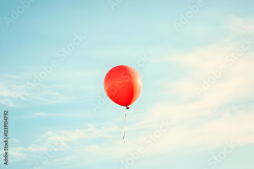 A vibrant red balloon floating freely, isolated against a clean, white background, embodying a sense of joy and celebration.